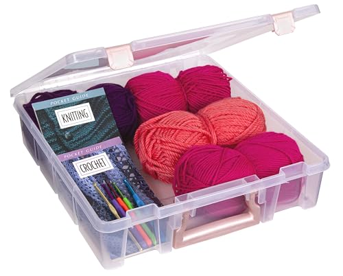 ArtBin Essentials 12 x 12 One-Compartment Craft Box, Clear | One Open Compartment, 15.25 x 14 x 3.5 Inches, Secure Latches, Stackable, Durable Polypropylene - color: Rose Gold, size: 1 Pack