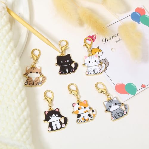 DoreenBeads Stitch Markers for Crocheting and Knitting | Alloy Enamel Crochet Marker Crochet Gifts for Knitting Weaving Sewing Accessories Quilting Jewelry Making - color: Cats Sitting Upright