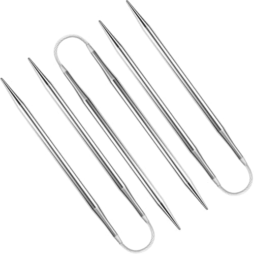 4.5MM Double-Pointed Flexible Knitting Needles 3-Piece Set, 9 Inch/23cm Circular Knitting Needles Stainless Steel Needles for Small Projects DIY Knitting - size: Size US 7 (4.5mm)