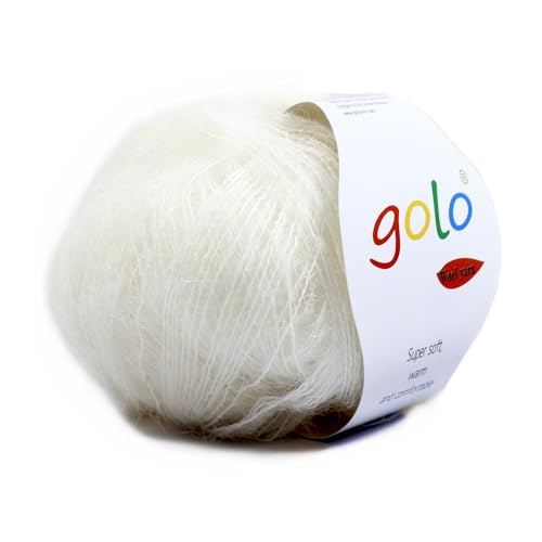 golo Mohair Yarn for Hand Knitting Wool Yarn for Weaving - color: 019-White