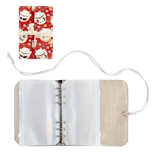 Knitting Needle Case, needle storage case with Detachable 6 Hole PVC Binder Pocket for Knittings Yarn Craft Tool Storage knitting needles organizer - color: red cats