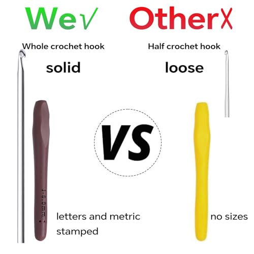 6mm Crochet Hook, Ergonomic Crochet Hooks with Soft Rubber Handle and Smooth Glide Head - Lightweight Aluminum Needles for Beginners, Arthritis, Yarn Projects, Long Crafting Sessions (6.0 mm) - size: 6mm