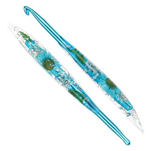 Katech 7.0mm Crochet Hook for Arthritic Hands, Long Aluminum Inline Hooks | Ergonomic Crochet Hooks with Dried Floral Grip-Elegant & Unique, Smooth Crochet Needle-Crochet Gift for Beginner&Crocheter - size: 7.0mm