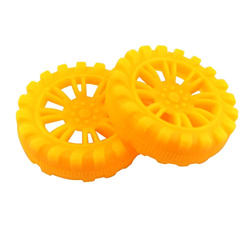 EUDAX 300 PCS 30mmx8mm Plastic Roll 2mm Dia Shaft Toys Wheel and 2mmx100mm STEM Shaft Round Rod Axles for DIY Toy RC Car Truck Boat Helicopter Model Part Building Projects (Yellow) - color: Yellow