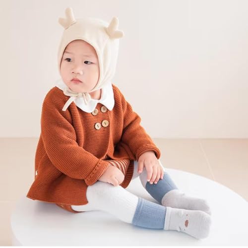COUVER Baby Non Slip Grip Ankle Socks with Non Skid Soles for Infants Toddlers Kids Boys Girls - color: 2 Tone Animal Ears(6 Pairs), size: 1-3T