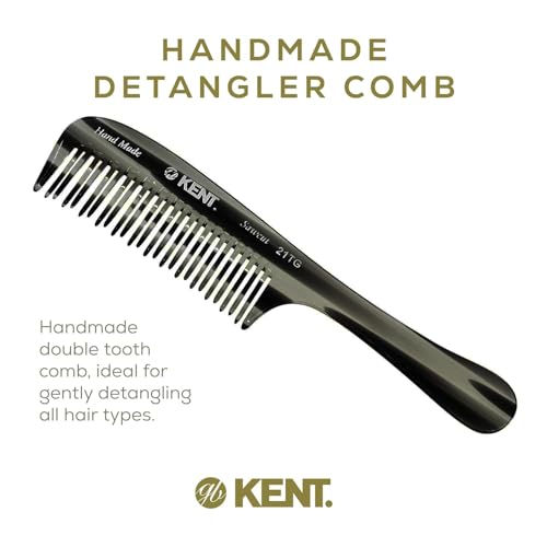 Kent 21T Black Graphite Large Wide Tooth Detangling Comb, for Thick Curly Wavy Hair. Handled Comb For Wet and Dry Hair. Handmade of Quality Cellulose, Saw-Cut Hand Polished, Made in England - color: Graphite, size: 3 Pack