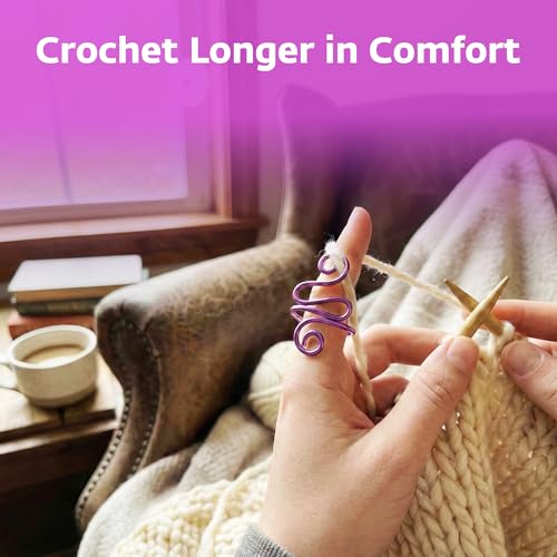 Crochet Tension Ring, Adjustable Crochet Ring for Finger, Works to Loop Yarn, Crochet Accessories, Crochet Supplies, Crochet Hooks, Gift, Resizeable, 1 Count (Purple) - color: Purple