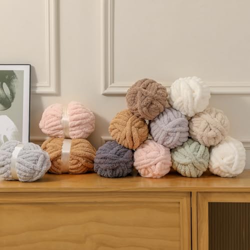 bearberry Jumbo Chenille Yarn, Super Bulky 10 - Extra Plush & Skin-Friendly for Chunky Knit Blankets, Arm Knitting & Crocheting 8-Pack (8oz/25yd Per Skein), Machine Washable, Ultra Soft, Pink - color: Pink