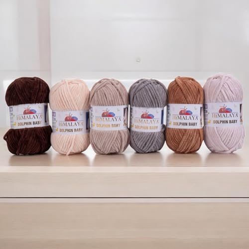 2-Pack Himalaya Dolphin Baby Yarn – Velvety Soft Chenille Yarn for Plush Amigurumi, Blankets, and Cozy Crochet & Knitting Projects (80360) - color: 80360