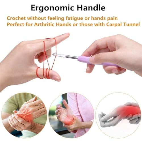 Yarniss Crochet Hooks,14 Size Ergonomic Crochet Hooks Set 2mm(B)-10mm(N) - size: 14 Size(2.0~10.0mm)