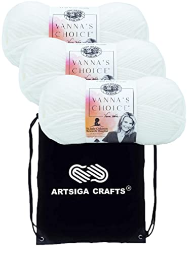 Lion Brand Yarn Vanna'S Choice 860-100 White | 3 Skeins, Same Dye Lot, Project Bag, CYC #4 Worsted, 100% Acrylic, Ideal for Crochet, Knitting Blankets, Hats, Scarves - color: 860-100-White