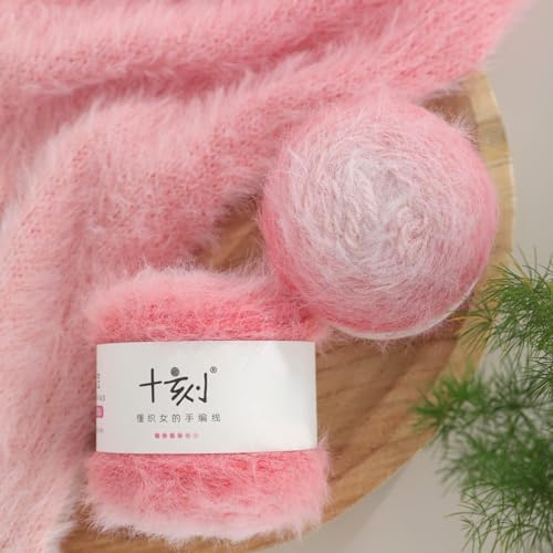 Snowbaby Wool Acrylic Blend Long Pile Yarn,(Worsted) Long Gradient Yarn for Knitting and Crocheting DIY Scarves, Shawls, Blankets, and Clothing, 2x3.52oz/100g 207yds(01-Sakura) - color: J01-Sakura