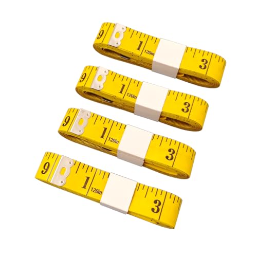 4 Pack Soft Tape Measure Double Scale 120-inch/300cm, Fabric Craft Tape Measure & Medical Body Measurement, Sewing Flexible Vinyl Ruler & Measuring Tape for Body Weight Loss (White) (Yellow) - color: Yellow