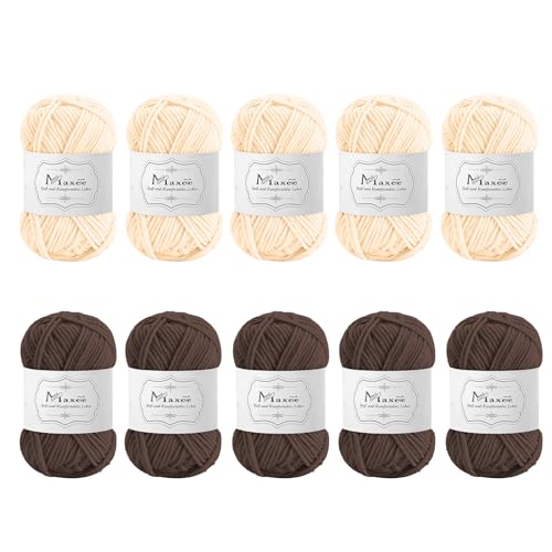 Maxee 250g(5x50g) Acrylic Yarn for Crocheting and Knitting, Multicolor Hilo Acrílico, 5 Skeins of 100m(109 Yards), 5ply Soft, Beginner/Professional Kit - color: 10P- 20