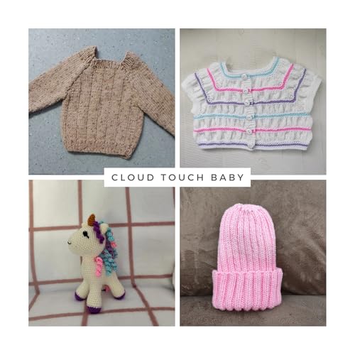 Cloud Touch Baby - DK Weight Soft Anti-Pilling Yarn for Baby Clothes, Blankets & Amigurumi Crochet & Knitting, 90% Acrylic 10% Viscose derived from Bamboo, 3.53 Oz / 262 Yards (White, 1 Pack) - color: White, size: 1 Pack