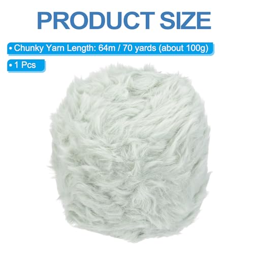 PATIKIL 70 Yards Faux Fur Yarn, Fuzzy Yarn Crochet Fluffy Soft Chunky Polyester Plush Fur Eyelash for Crocheting Knit Blanket Rug Sweater Scarf Hat Bear Craft, Green - color: Green, size: 70 Yards