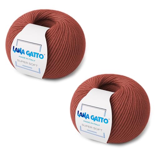100% Merino Wool Yarn – Extrafine Super Soft Yarn for Knitting, Made in Italy by Lana Gatto, Super Soft Line, Red-14574, 2-Pack (1.8 oz. / 137 yds Each) - color: Red - 14574, size: 2