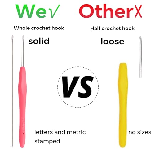 2.75mm Crochet Hook, Ergonomic Crochet Hooks with Soft Rubber Handle and Smooth Glide Head - Lightweight Aluminum Needles for Beginners, Arthritis, Yarn Projects, Long Crafting Sessions (2.75 mm) - size: 2.75mm