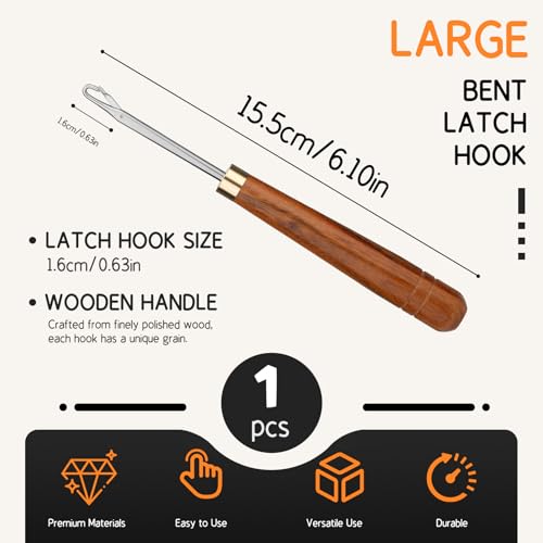 Giwrmu Latch Hook Tool, Straight Wooden Latch Hooks (Type 1) | Hair Crochet Hook, Rug Hook, Latch Hook Crochet Needle for Micro Braids, Hair Extension and Carpet Craft - color: Type 1, size: Straight Hook