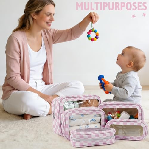 YOPCDJ 5PCS Diaper Bag Organizer Pouch Set,TSA Approved Toiletry Bag, Waterproof TPU Makeup Bag Set, Travel Organizer Bags for Women and Kids - color: Purple, size: 5pcs