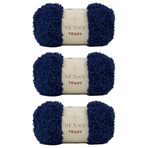 S Sensy Teddy - Micro Polyester Amigurumi Yarn 3 Skeins Navy Blue 109 Yards - color: Navy Blue, size: 3 Skeins
