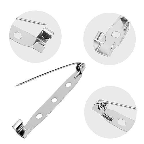 50 Pcs Silver Bar Pins, Safety Pins - Secure Back Clasp - Reliable Brooch Pins for Various Uses Locking Pins Backs Safety Clasp Brooch (40MM, Silver) - size: 40MM