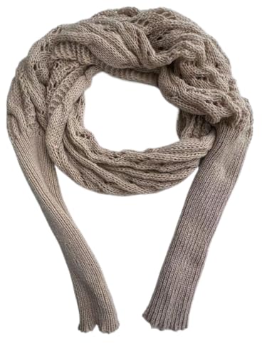 Sweater Scarf with Sleeves for Women Multi-Use Knitted Cable Wrap Shrugs Crochet Fashion Shawl Cape - color: Khaki, size: 102''/260cm
