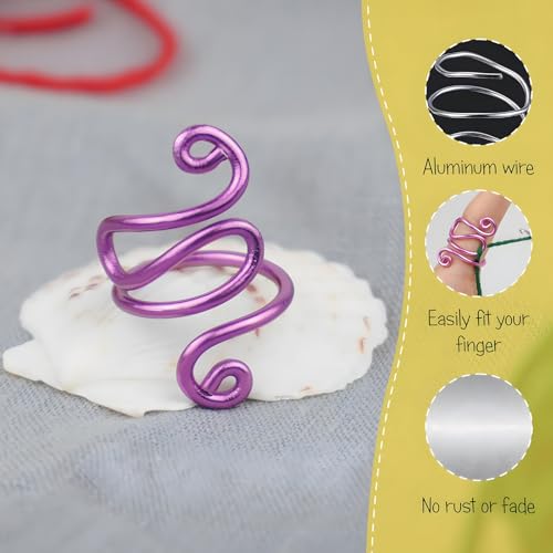 Crochet Tension Rings for Women Adjustable Crochet Hooks Ring - color: Pink