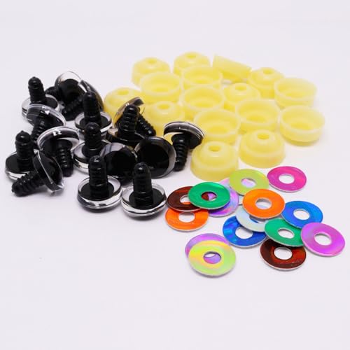 BUXIMN 16PCS 20mm Safety Eyes for Crocheting,3D Craft Eyes Tie Dye Laser Crochet Safety Eyes for Crochet Stuffed Animals Doll Eyes - color: Colorful A, size: 20mm