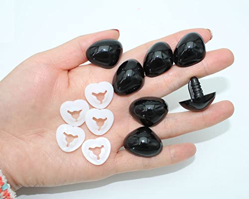 ARTCXC 30pcs 20 * 26mm Large Safety Nose for Crocheting DIY Crafts | Black Plastic Crafts Eyes for Crocheting of Doll, Puppet, Plush Animal Decor,with 30pcs Washers ,Easy to Install Manually - color: Safety nose