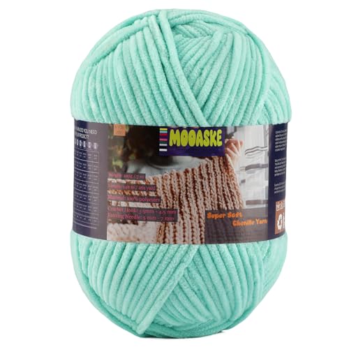Chunky Velvet Yarn for Crocheting & Knitting, 7.05oz 262.4yd Super Soft Chenille Plush Yarn, Bulk Thick Yarns for Baby Blankets, Amigurumi, Scarves | 20 Colors (1, Aqua Green) - color: Aqua Green