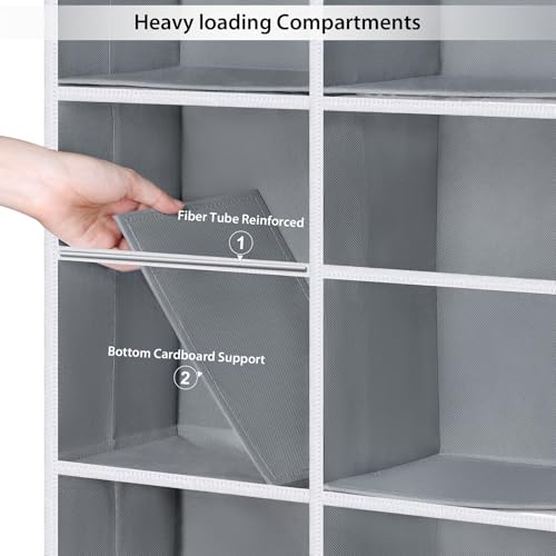 Univivi Hanging Yarn Storage Organizer with Side Pockets, 5 Tiers, Grey | 10 Clear Compartments, 10 Mesh Side Pockets, Large Capacity Hanging Yarn Organizer for Crochet Hook and Yarn Ball Storage - color: Grey, size: 5 LAYER