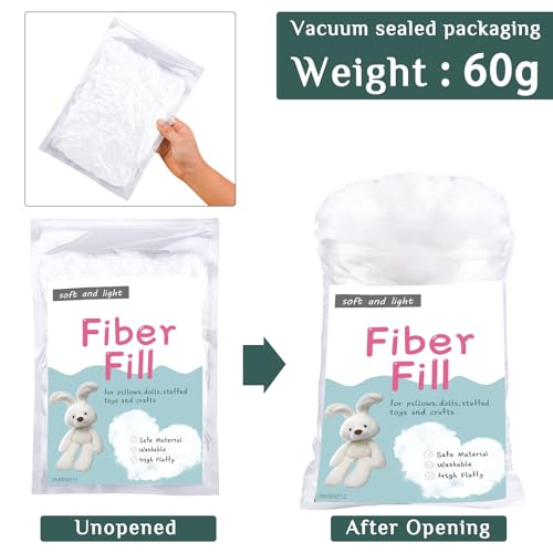 LOKUNN Polyester Fiber Pillow Stuffing, 60g+100g, Plush, Washable, Animal Theme, Furniture Cushion