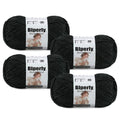 Skinny Chenille Yarn for Crocheting #2 Black Thin Baby Blanket Plush Yarn | 4 Pack of 158 Yds, 1.7 Oz Sport Fingering Weight Fine Yarn, Soft Fluffy Velvet Yarn for Crochet knitting Blankets, Amigurumi - color: Black