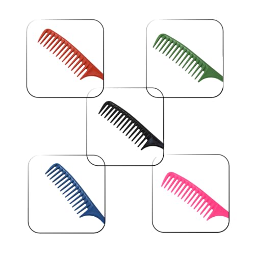 6 Pieces Hair Combs Wide Tooth Comb Hair Teasing Comb Tail Comb Salon Styling Comb Wig Comb (5 Colors） - style: Wide tooth tail comb