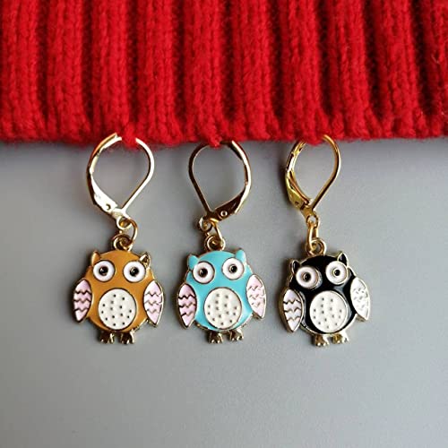 6pcs Cute Owl Crochet Removable Locking Stitch Markers for Knitting and Crocheting Colourful Owl Metal Charms Knitting Supplier Gifts
