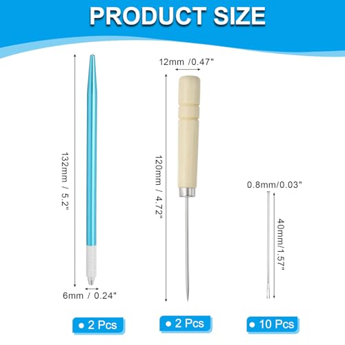 PATIKIL Doll Hair Rooting Holders Kit, 0.8mm Doll Hair Rerooting Knitting Needles with Wood Awls Crochet Hooks Doll Wig Tool for Doll Hair Making Supplies DIY Crafts, Blue - color: Blue, size: 0.8mm