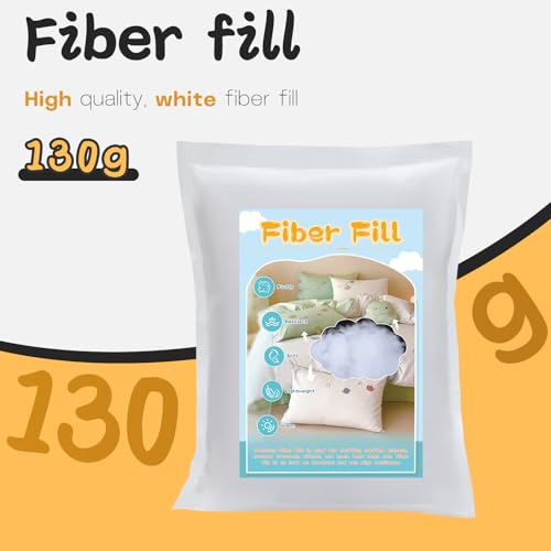 LUNARM Polyfill Stuffing Fiber Fill 4.59oz/130g Pillow Couch Stuffing | High Resilience Polyfill Polyester Stuffing, Stuffed Animals, Crochet Small Handicrafts Projects, Machine Washable No Clump - size: 130g/4.6oz