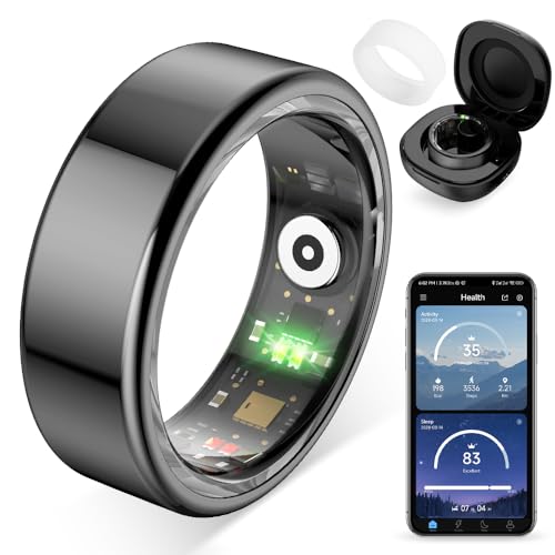 Smart Ring for Women, Health Tracker & 5ATM, COLMI R02. (Black, 10#) | No Subscription Fee & Skin Temperature, Heart Rate, Blood Oxygen, Sleep Health Monitoring, Sports Tracking, Menstrual Cycle. - color: Black, size: 10#