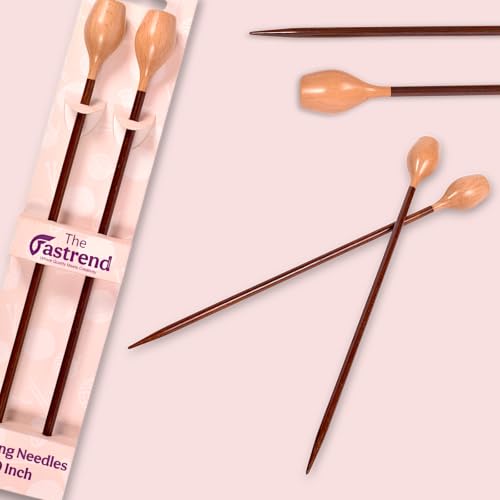 The Fastrend Knitting Needles 2-Piece Set – Smooth Lightweight Knitting Sticks with Wooden Tip – Crochet & Knitting Tools for Beginners & Professionals (US Size 10 inch / 5.5 mm) - size: US Size 10 inch / 5.5 mm