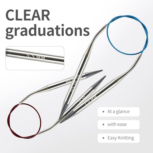 Circular Knitting Needles US Size 4 (3.5 mm) 16 inches (40 cm), Includes 10 Stitch Markers; Perfect for Knitting Sleeves, Socks, and Baby Booties - size: 3.5MM/US4