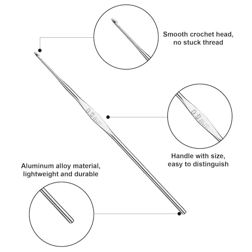 Skweawert 6Pcs 0.9mm Stainless Steel Crochet Hook | Bulk Hand Needles, for Beginners, Women, College Students, Crocheters - size: 0.9mm