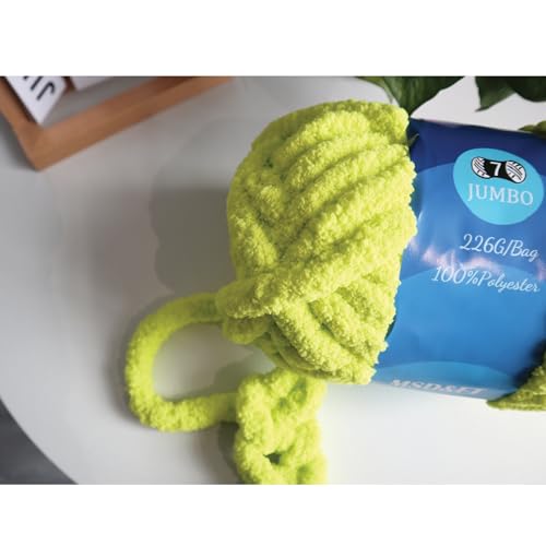 MSD&FT 4 Skeins Chunky Chenille Yarn Blanket Yarn (Fluorescent Green) | chunky yarn for hand knitting - color: Fluorescent green