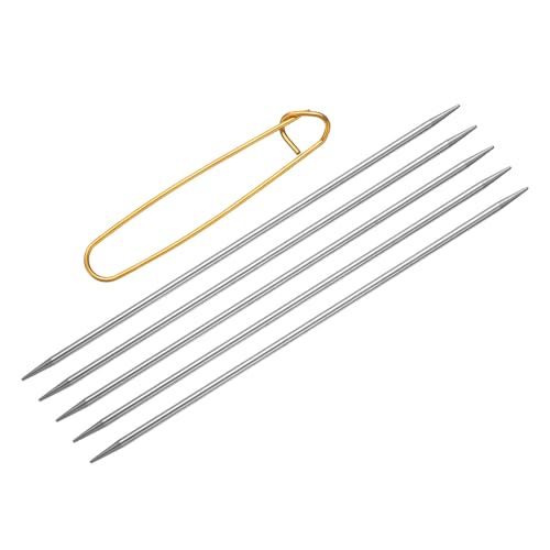 uxcell 5Pcs US 4(3.5mm) Double Pointed Knitting Needle 7.87 Inches Length Stainless Steel Sweater Stitching Needles with Stitch Holder for Handmade Projects DIY Knitting - size: 3.5mm