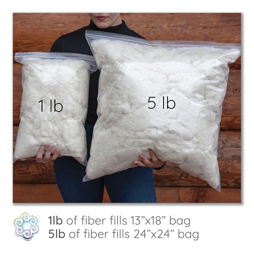 Lambswool Natural White Clean Fluffy Classic Fiber for Toy Stuffing & Filling, 1LB - size: 1 LB