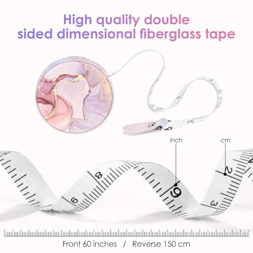 Two-Piece Sewing Tape Measure，Colour Printed Small Retractable Soft Measuring Tape for Tailor Cloth Fabric Body Measurements. - color: Marble One