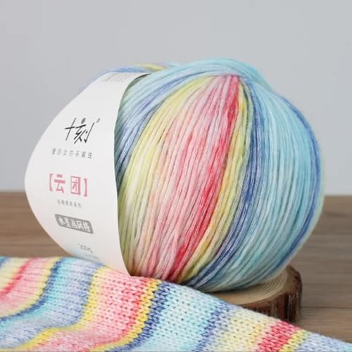 SHIKE Cloud-Cluster Multicolor Rainbow Yarn for Knitting&Crocheting.Soft Wool Acrylic Cotton Blended Yarn.Gradient Space-Dyed Air Yarn (YT23) - color: YT23