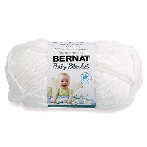 Bernat Baby Blanket Yarn, 3.5oz, Super Bulky 6 Gauge - White - Single Ball Machine Wash & Dry | #6 Super Bulky Yarn, 100% Polyester, Soft Baby Blanket Yarn for Crochet, Knitting & Crafts, 72yds, 100g/3.5oz, 1 Pack - color: White, size: 1 Pack, style: Baby
