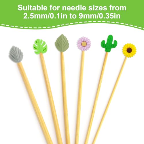 16pcs Knitting Needle Stoppers, Silicone Needle Point Protectors Daisy Leaf Cactus Monstera Silicone Focal Beads Knitting Supplies Accessories for Crafts Necklace Bracelet