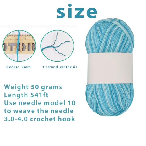 Threads for Knitting Yarn Crochet Yarn Rainbow for Crocheting Knitting Projects(Lake Blue) - color: Lake Blue